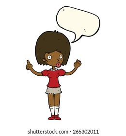 cartoon woman explaining her point with speech bubble