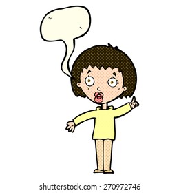 cartoon woman explaining her point with speech bubble