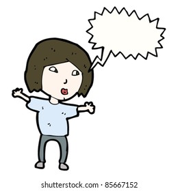 cartoon woman explaining herself