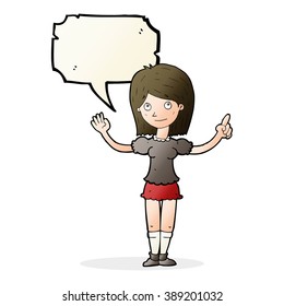 cartoon woman explaining idea with speech bubble