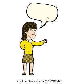 cartoon woman explaining with speech bubble