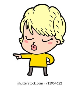 cartoon woman with eyes shut