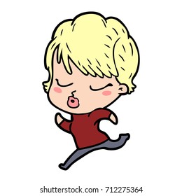 cartoon woman with eyes shut