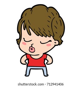 cartoon woman with eyes shut