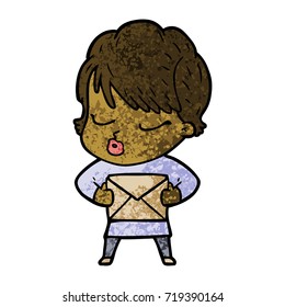 cartoon woman with eyes shut