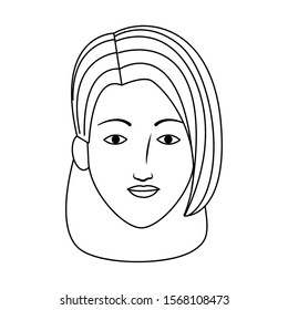 cartoon woman face icon over white background, vector illustration