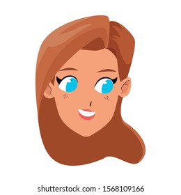 cartoon woman face icon over white background, colorful design , vector illustration
