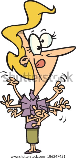Cartoon Woman Flailing Arms Stock Vector (Royalty Free) 186247421