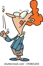 cartoon woman flipping a coin