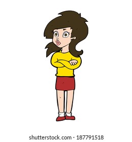 cartoon woman with folded arms
