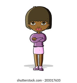 cartoon woman with folded arms