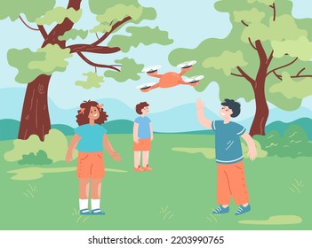 Cartoon woman forest bathing under trees. Female character finding balance by doing yoga outside flat vector illustration. Fitness, nature, health concept for banner, website design or landing page