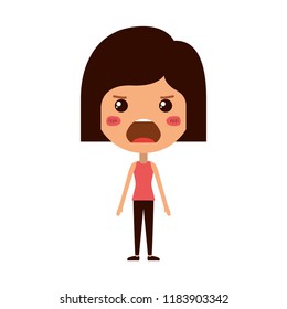 cartoon woman furious kawaii character