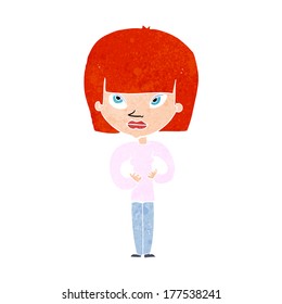 cartoon woman gesturing at herself