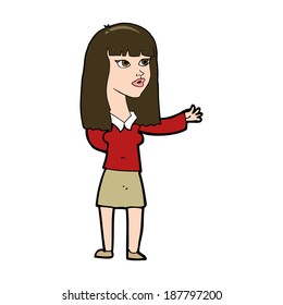 cartoon woman gesturing to show something