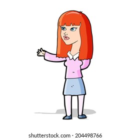 cartoon woman gesturing to show something