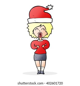 cartoon woman getting ready for christmas