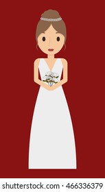 cartoon woman girl dress wedding marriage icon. Colorfull and flat illustration. Vector graphic