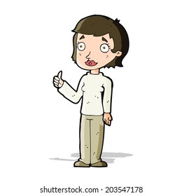 cartoon woman giving thumbs up symbol