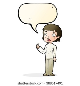 cartoon woman giving thumbs up symbol with speech bubble