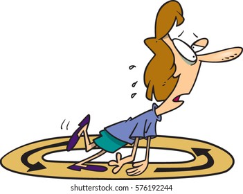 cartoon woman going in circles