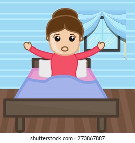 Cartoon Woman Going to Sleep Vector