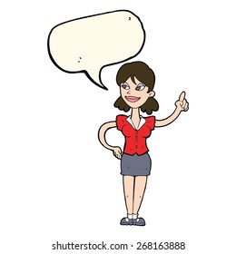 cartoon woman with great idea with speech bubble