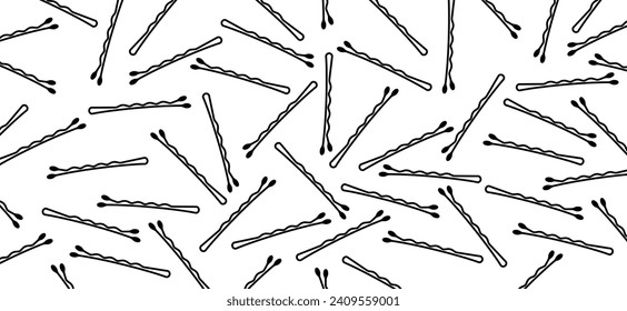 Cartoon woman hair-clip, line pattern. Vector body hair pin icon. Claw hair pins. Barber, hair clip accessories tools. Hairclip symbol.