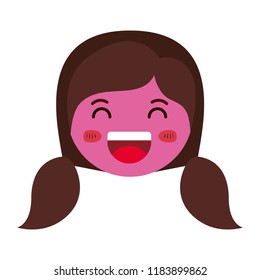 cartoon woman happy head kawaii character