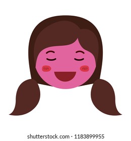 cartoon woman happy head kawaii character