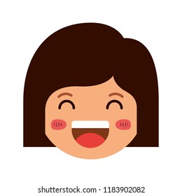 cartoon woman happy head kawaii character