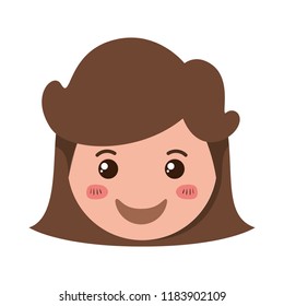 cartoon woman happy head kawaii character