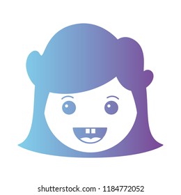 cartoon woman happy head kawaii character