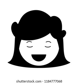 cartoon woman happy head kawaii character
