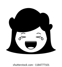 cartoon woman happy head kawaii character