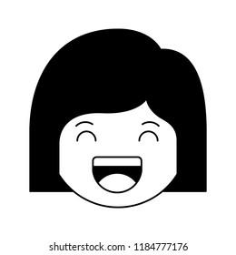 cartoon woman happy head kawaii character