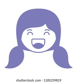 cartoon woman happy head kawaii character