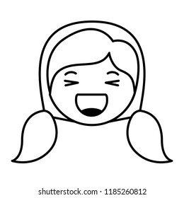 cartoon woman happy head kawaii character