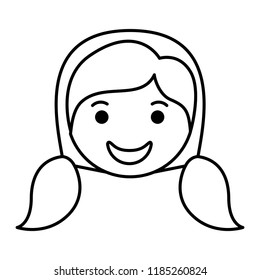 cartoon woman happy head kawaii character