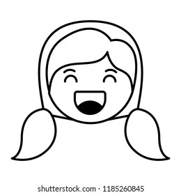 cartoon woman happy head kawaii character