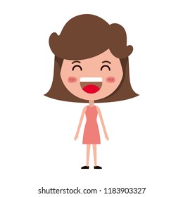 cartoon woman happy kawaii character
