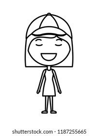 cartoon woman happy kawaii character