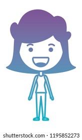 cartoon woman happy kawaii character