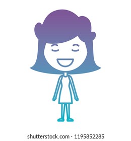 cartoon woman happy kawaii character
