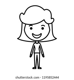 cartoon woman happy kawaii character