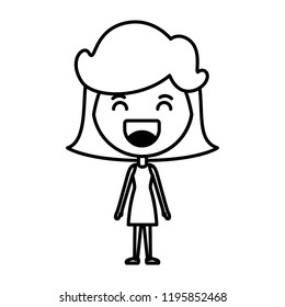 cartoon woman happy kawaii character