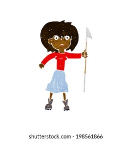 cartoon woman with harpoon