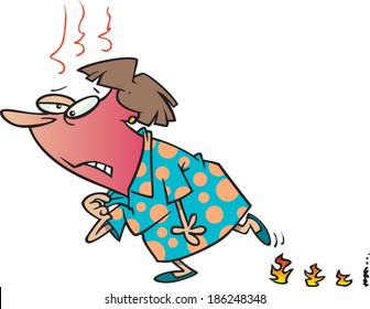 Cartoon Woman Having Hot Flashes