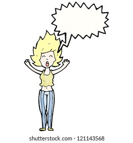 cartoon woman having nightmare