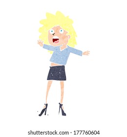 cartoon woman having trouble walking in heels